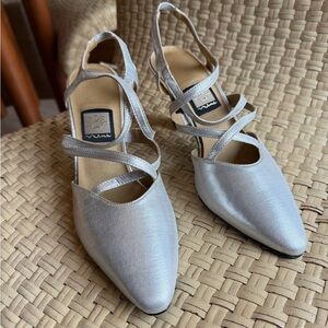 Nina Women's Elegant Silver Metalluc Heels 10M